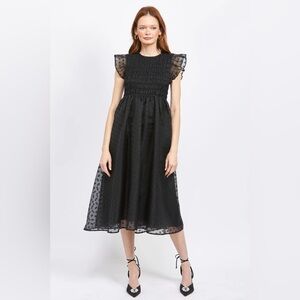 Women's Dress - En Saison Ribbed Top A-Line Black Sleaveless Long Size XS